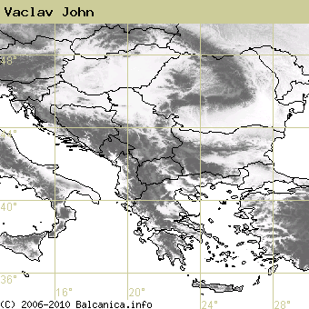 Vaclav John, occupied quadrates according to mapping of Balcanica.info