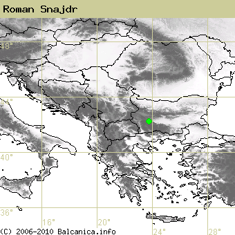 Roman Snajdr, obsazené kvadráty podle mapování Balcanica.info