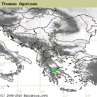 Thomas Agatsas, occupied quadrates according to mapping of Balcanica.info