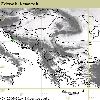 Zdenek Nemecek, occupied quadrates according to mapping of Balcanica.info