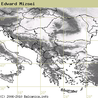 Edvard Mizsei, obsazené kvadráty podle mapování Balcanica.info