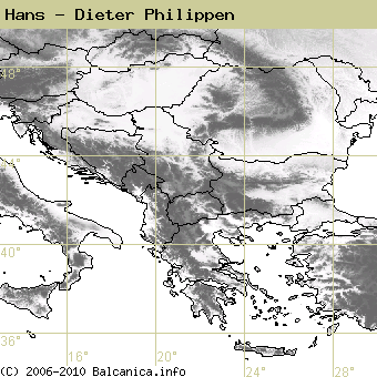 Hans - Dieter Philippen, obsazené kvadráty podle mapování Balcanica.info