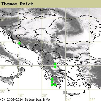 Thomas Reich, occupied quadrates according to mapping of Balcanica.info