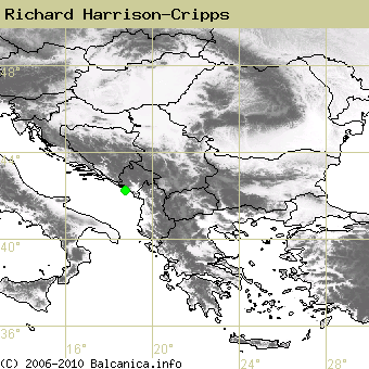 Richard Harrison-Cripps, occupied quadrates according to mapping of Balcanica.info