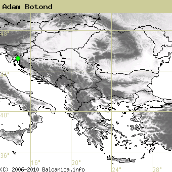 Adam Botond, obsazené kvadráty podle mapování Balcanica.info