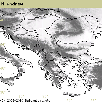 M Andrew, obsazené kvadráty podle mapování Balcanica.info