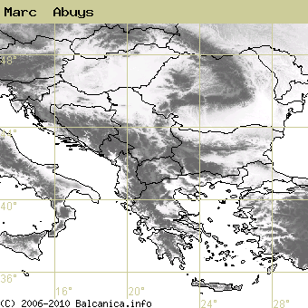 Marc  Abuys, obsazené kvadráty podle mapování Balcanica.info