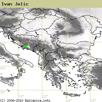Ivan Jelic, obsazené kvadráty podle mapování Balcanica.info