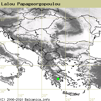 Lalou Papageorgopoulou, obsazené kvadráty podle mapování Balcanica.info