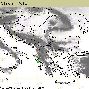 Simon  Pelz, obsazené kvadráty podle mapování Balcanica.info