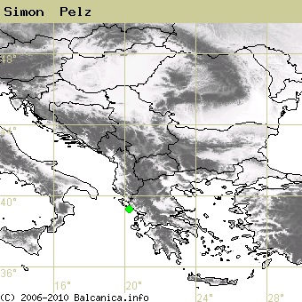 Simon  Pelz, occupied quadrates according to mapping of Balcanica.info